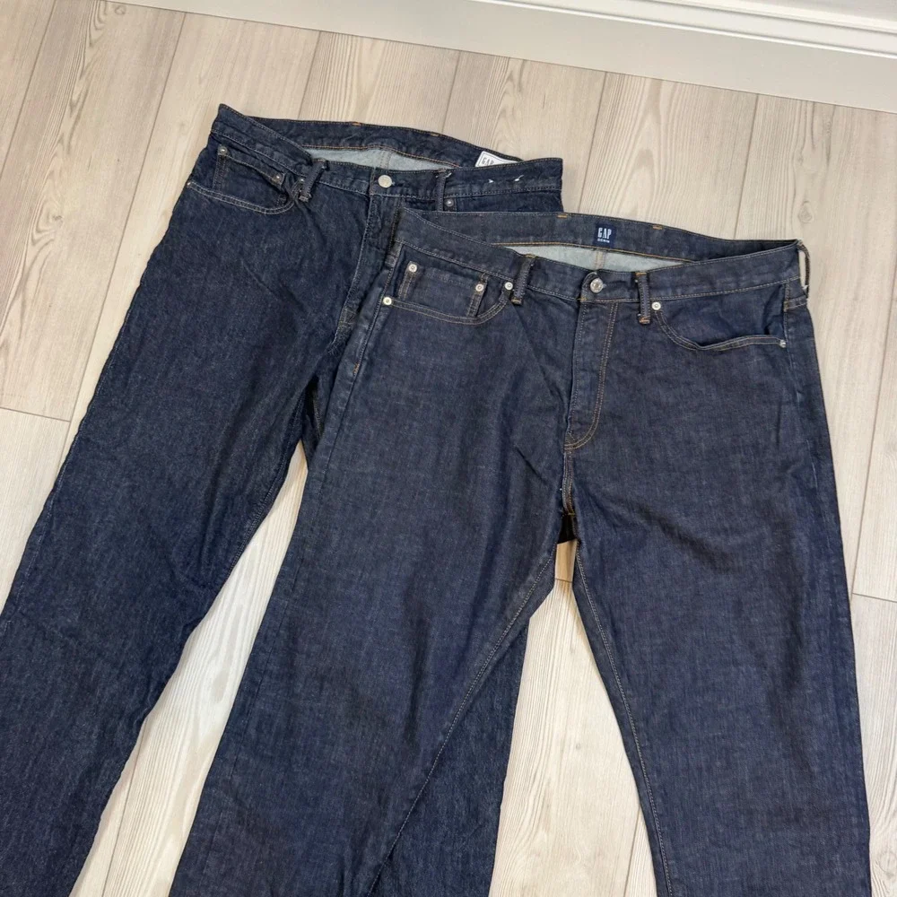 Lot of 2 Gap Mens Jeans 36x32 Straight GapFlex & Athletic Taper Resin Rinse Dark